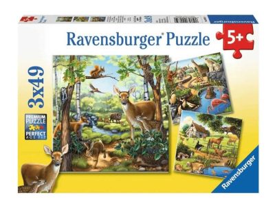 PUZZLE RAVENSBURGER 3X49 GOZDNE, DOMAČE IN DIVJE ŽIVALI