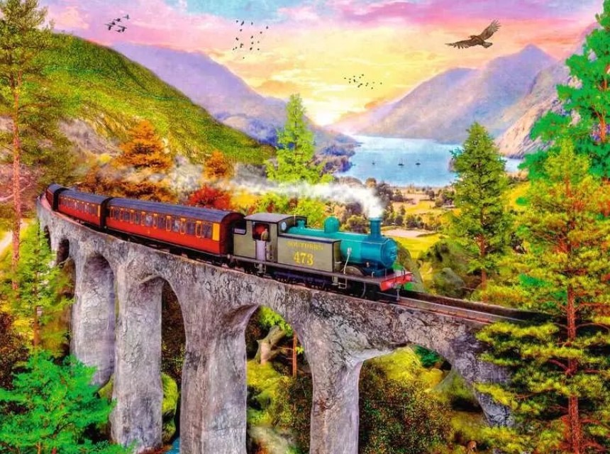 7200795-1_PUZZLE RAVENSBURGER 1500 VOŽNJA Z VLAKOM JESENI