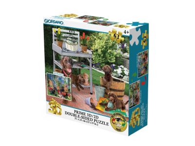 PUZZLE 2D/3D RJAVI, ČRNI LABRADORCI